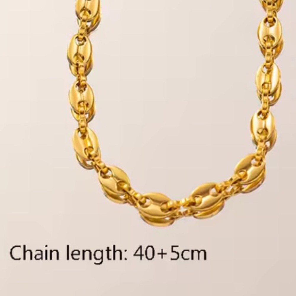 Gold Chain Coffee Bean Vintage Style Boho Necklace Brand New - Picture 4 of 5